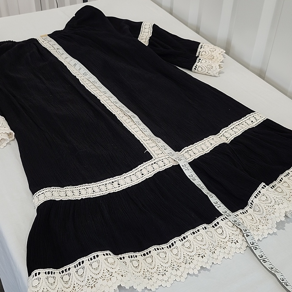 Karen Kane Women's Garden Party Mixed Lace Dress Black Off White Lace Size Med - Picture 7 of 7